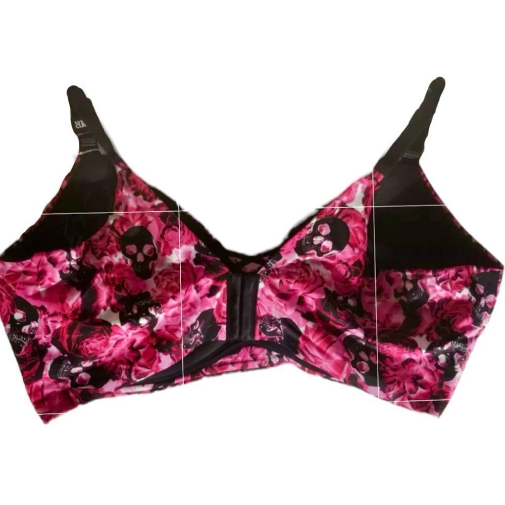 Torrid Pink Rose Skull Push-Up Wire-Free Microfiber 360° Back Smoothing Bra NWT - Picture 6 of 10
